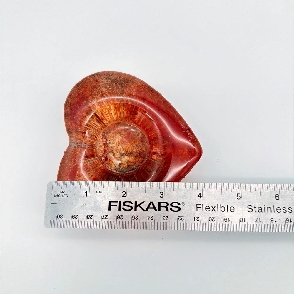 Art Glass Heart Paperweight Red Orange Swirled Mottled Maka 78